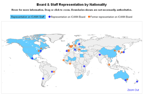 ICANN Maps: Board & Staff Representation by Nationality